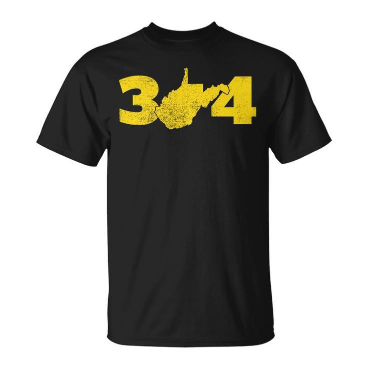 304 West Virginia Area Code Fan And Local Distressed Look Unisex T-Shirt