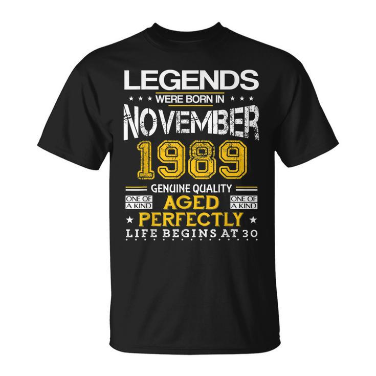 30Th Birthday Gifts Vintage Legends Born In 1989 November  Unisex T-Shirt