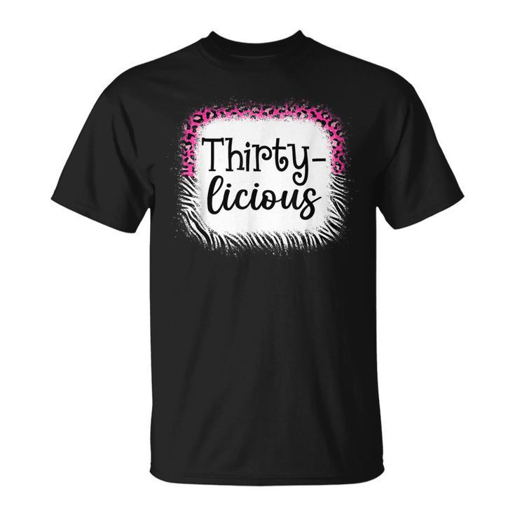 30Th Birthday  Thirtylicious Pink Leopard & Zebra Print  Unisex T-Shirt