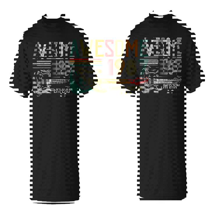 36Th Birthday For Men Women Guitar Player Born In 1987 T-Shirt