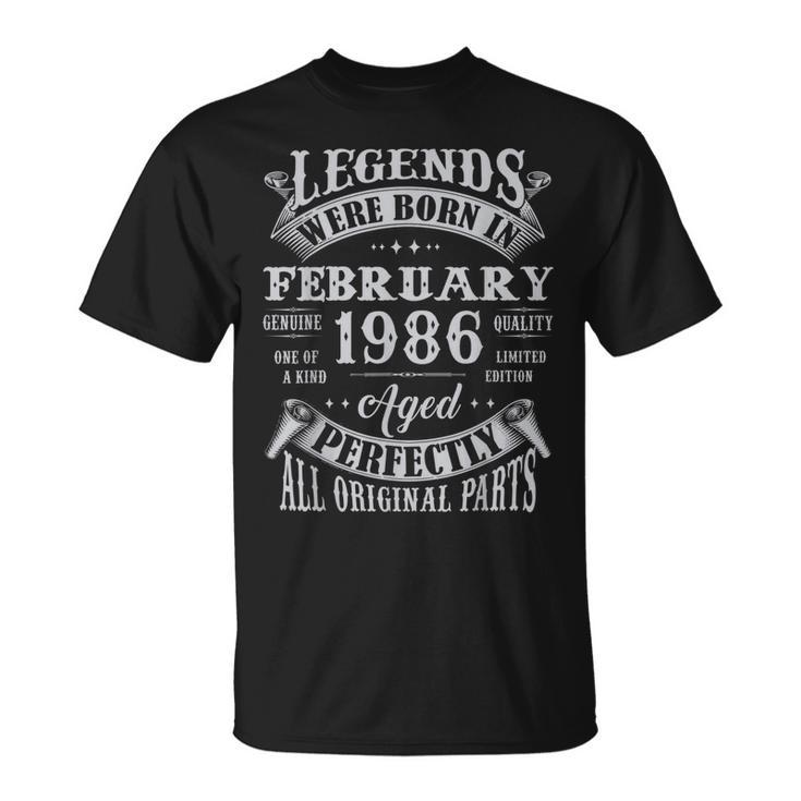 37 Years Old Legends Born In February 1986 37Th Bday T-Shirt