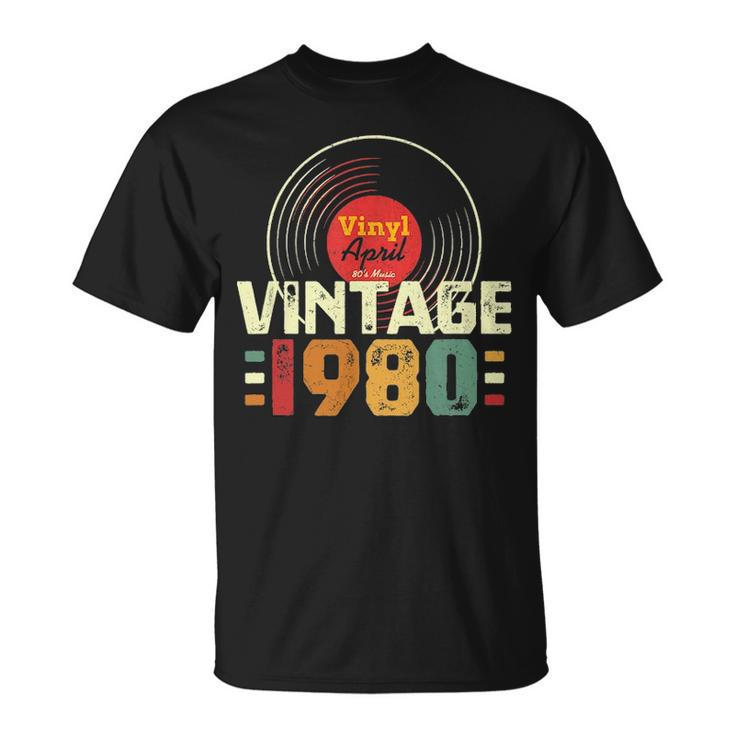 41Th Birthday Gift Vintage 1980 April 41 Years Vinyl Record Unisex T-Shirt
