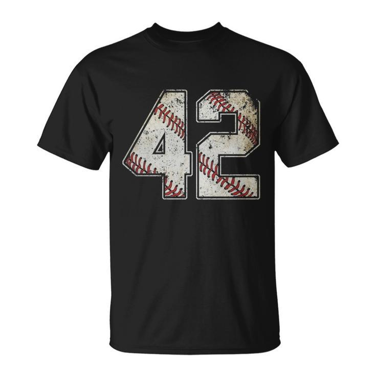 42 Baseball Jersey Number 42 Retro Vintage T-Shirt T-shirt