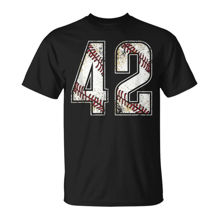 42 Baseball Jersey Number 42 Vintage Retro Birthday T-Shirt