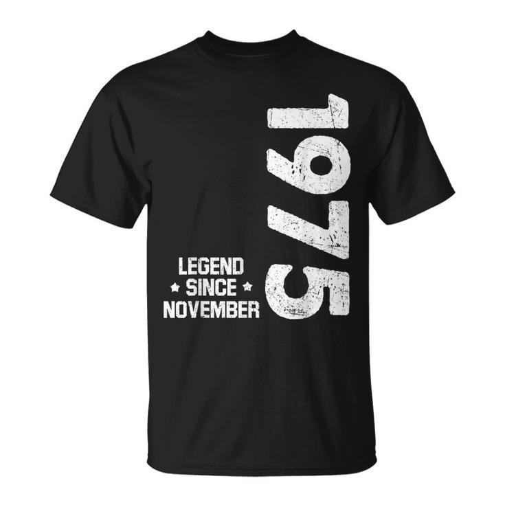 47 Jahre Alte Geschenk-Legende Seit November 1975 47 Geburtstag T-Shirt