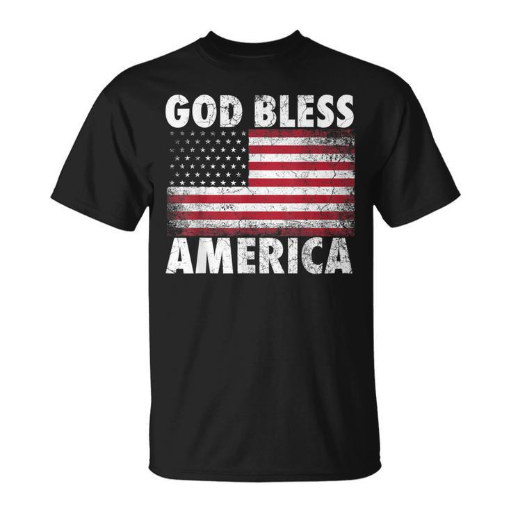 4Th Of July Gift For Grandpa Grandma America Flag God Bless Unisex T-Shirt