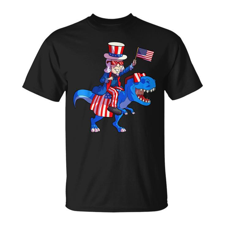 4Th Of July  Kids Boys Uncle Sam Dinosaur T Rex Unisex T-Shirt