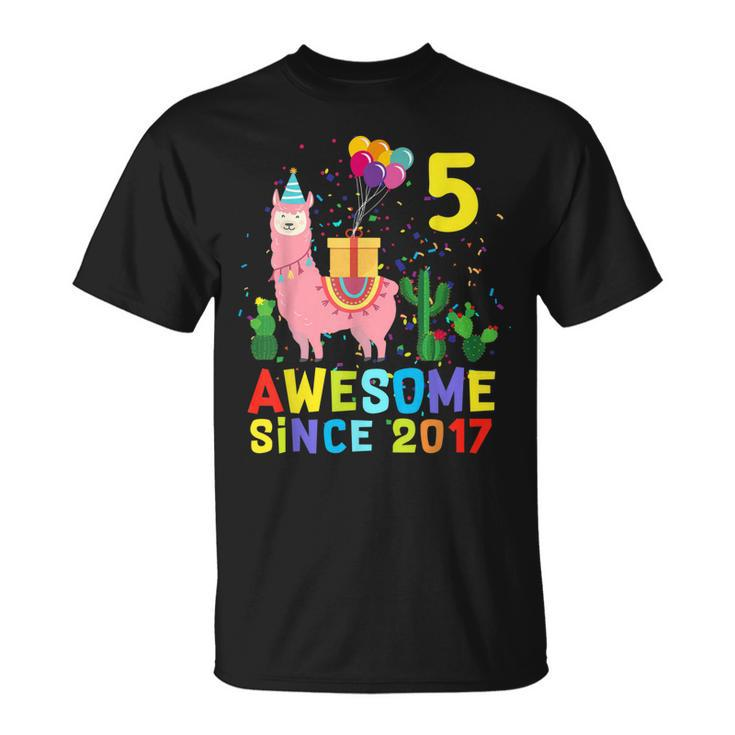 5 Year Old Awesome Since 2017 5Th Birthday N Girls T-shirt