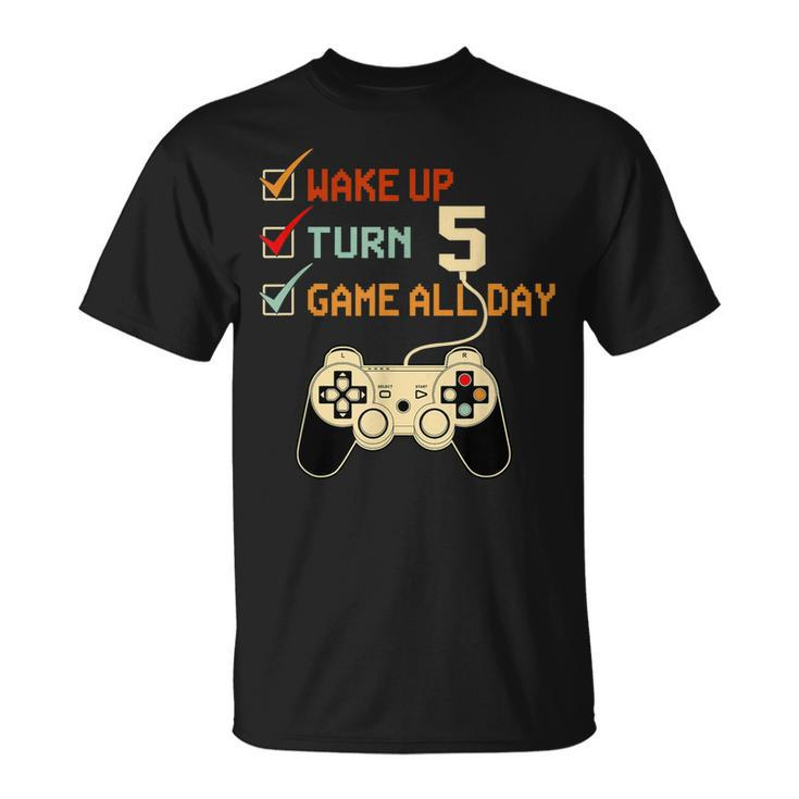 5 Year Old Level 5 Unlocked 5Th Birthday Boy Gaming T-shirt