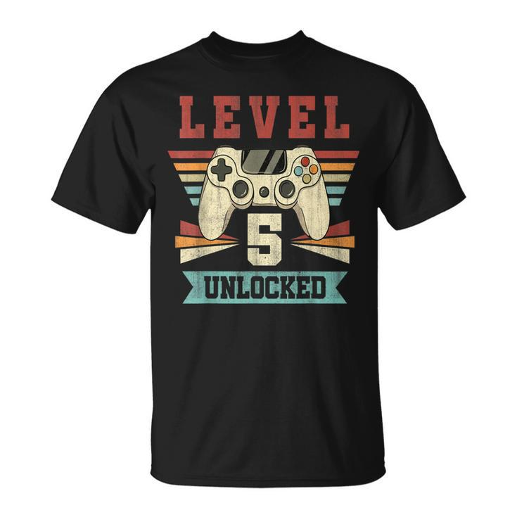 5 Year Old Level 5 Unlocked 5Th Birthday Video Game T-shirt