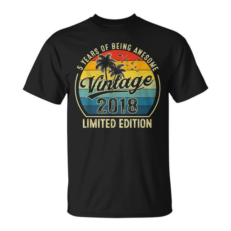 5 Year Old Vintage 2018 Limited Edition 5Th Birthday Retro V4 T-shirt