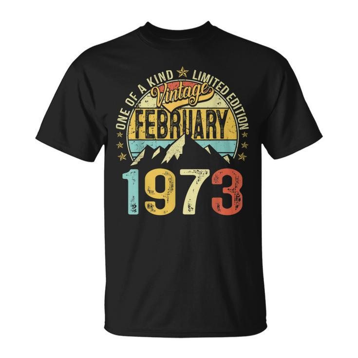 50Th Birthday Mens Vintage February 1973 50 Years Old T-Shirt