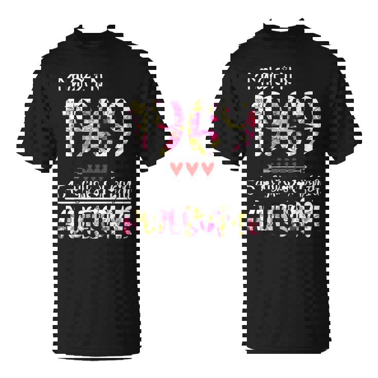 54Th Birthday For Women Floral Made In 1969 Birthday T-Shirt