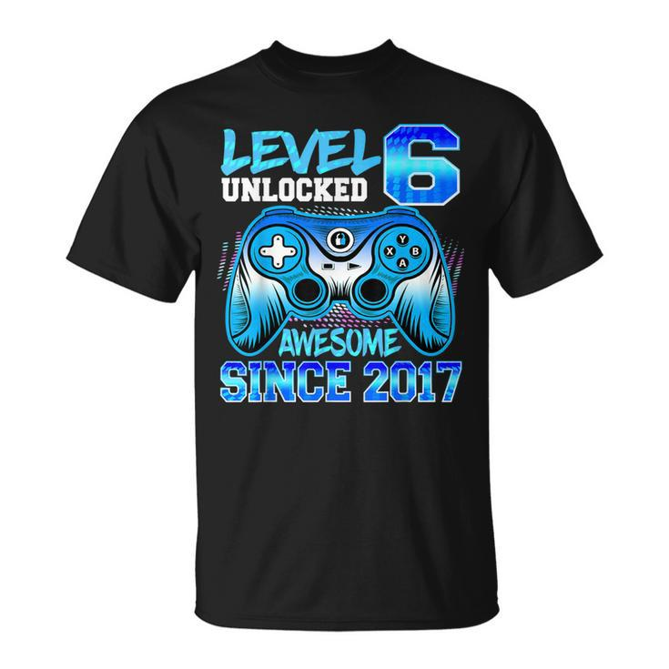 6 Year Old Boy Level 6 Unlocked Awesome 2017 6Th Birthday V2T-shirt