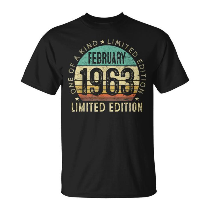 60 Year Old Vintage February 1963 60Th Birthday T-Shirt