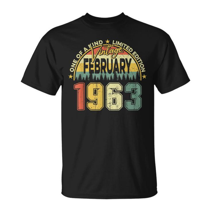 60 Years Old Mens Vintage February 1963 60Th Birthday T-Shirt