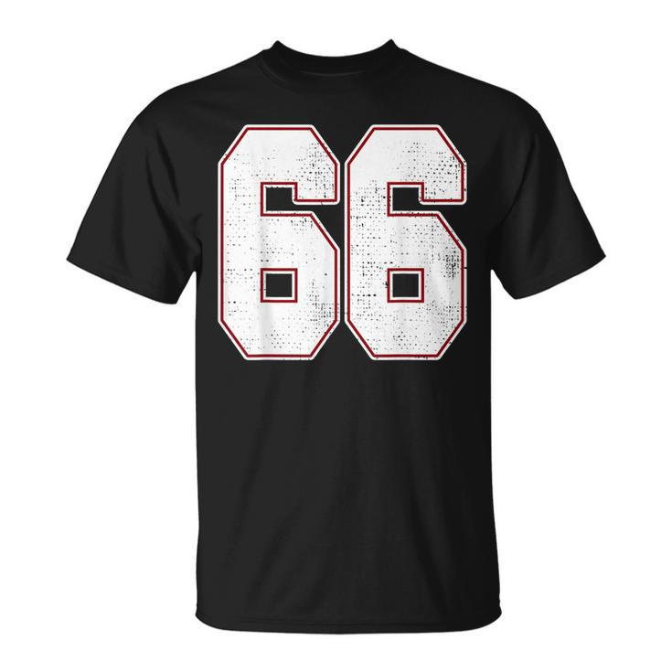 66 Outline Number 66 Fan Varsity Sports Team Blue Jersey T-Shirt