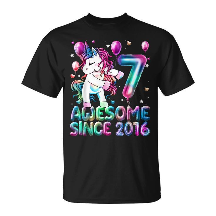 7 Years Old Unicorn Flossing 7Th Birthday Girl Unicorn Party  Unisex T-Shirt
