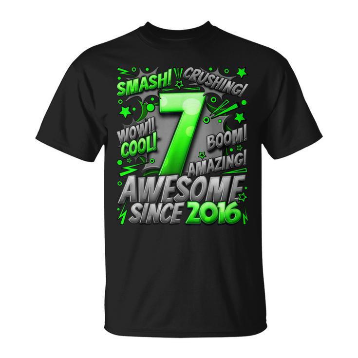 7Th Birthday Comic Style Awesome Since 2016 7 Year Old Boy  Unisex T-Shirt