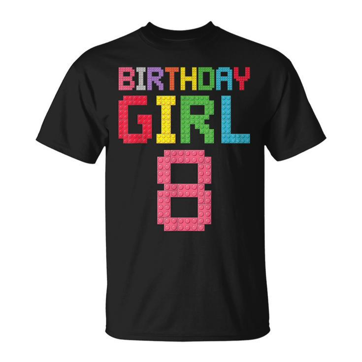 8Th Birthday Girl Master Builder 8 Years Old Block Building  Unisex T-Shirt