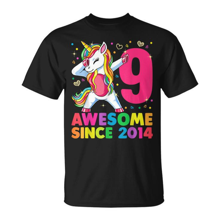 9 Years Old Unicorn Dabbing 9Th Birthday Girl Unicorn Party  Unisex T-Shirt
