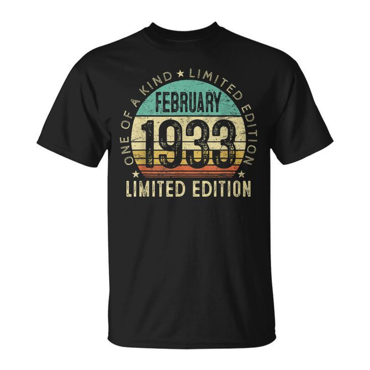 90 Year Old Vintage February 1933 90Th Birthday T-Shirt