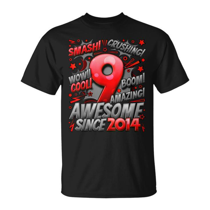9Th Birthday Comic Style Awesome Since 2014 9 Year Old Boy  Unisex T-Shirt