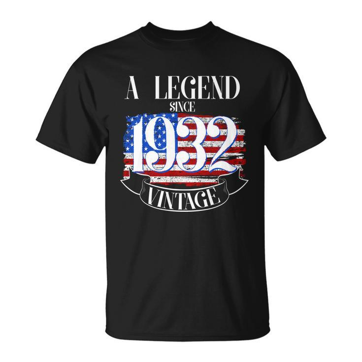 A Legend Since 1932 Vintage Usa Flag 90Th Birthday Unisex T-Shirt