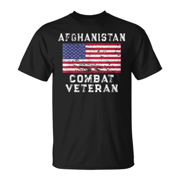 Afghanistan Combat Veteran - Vintage Us Flag T-shirt