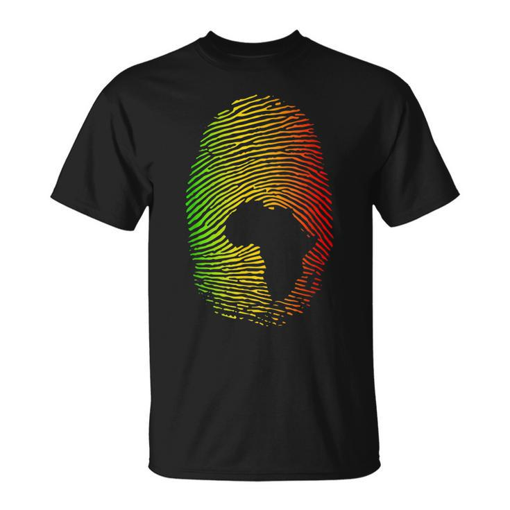 Africa Is In My Dna Fingerprint African Roots Africa Map T-Shirt