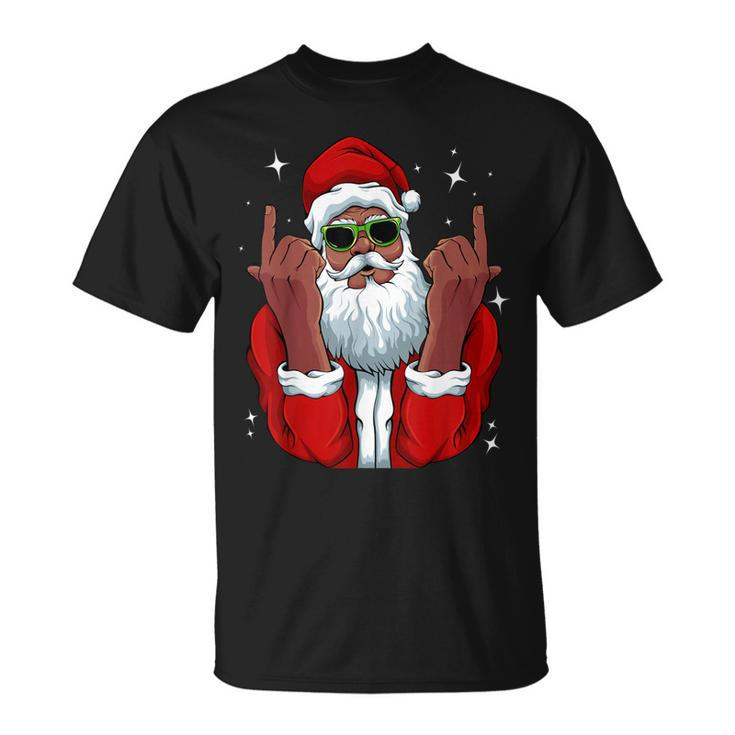 African American Santa Christmas Pajama Cool Black X-Mas T-shirt