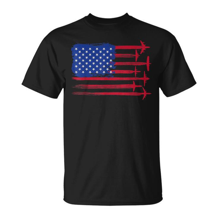 Aircraft American Flag Airplane Pilot 4Th Of July Aviation Unisex T-Shirt