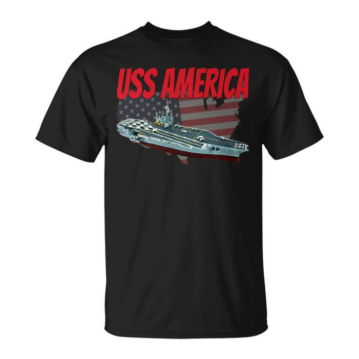 Aircraft Carrier Uss America Cv-66 For Grandpa Dad Son T-Shirt