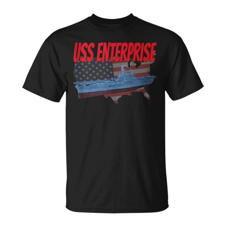 Aircraft Carrier Uss Enterprise Cv-6 Veteran Grandpa Dad Son T-Shirt