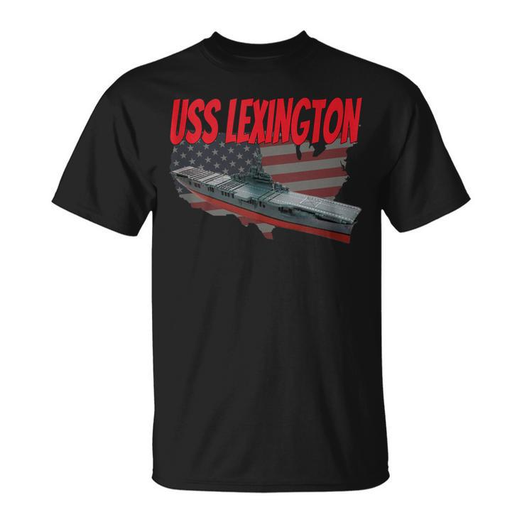 Aircraft Carrier Uss Lexington Cv-16 Veteran Grandpa Dad Son T-Shirt
