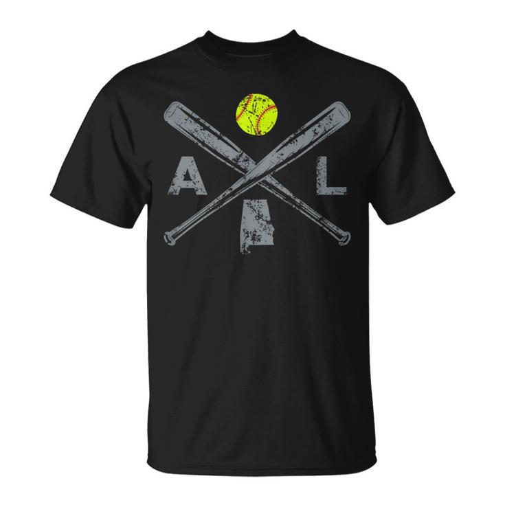 Alabama Softball Bats & Ball Retro Style Softball Player  Unisex T-Shirt