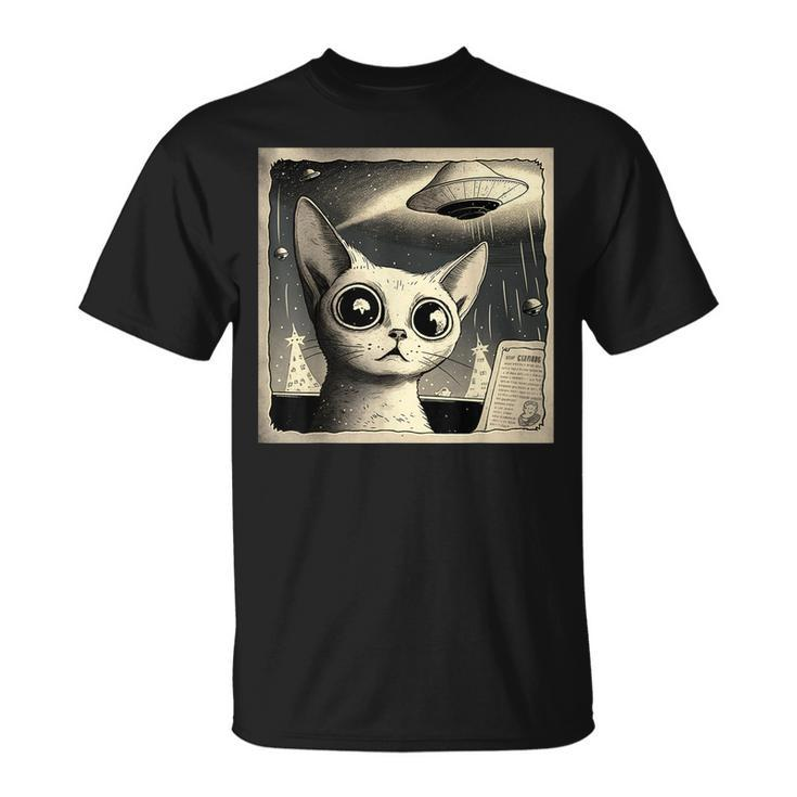 Alien Ufo Funny Cat Selfie  Unisex T-Shirt
