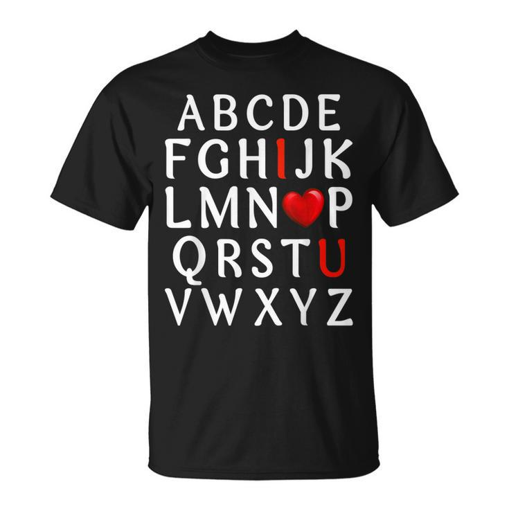 Alphabet Abc I Love You Valentines Day Heart Him Her T-Shirt
