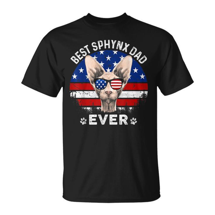 American Flag 4Th Of July Gift Sphynx Dad T  Cat Lovers Unisex T-Shirt
