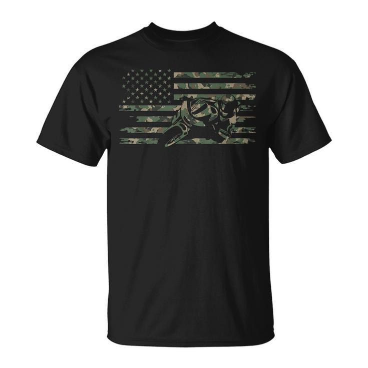 American Flag Camouflage Motorcycle Apparel Motorcycle Unisex T-Shirt