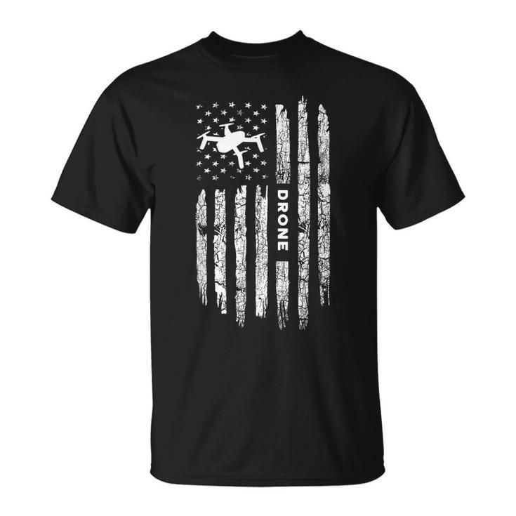 American Flag Drone Clothing - Drone Pilot Vintage Drone  Unisex T-Shirt