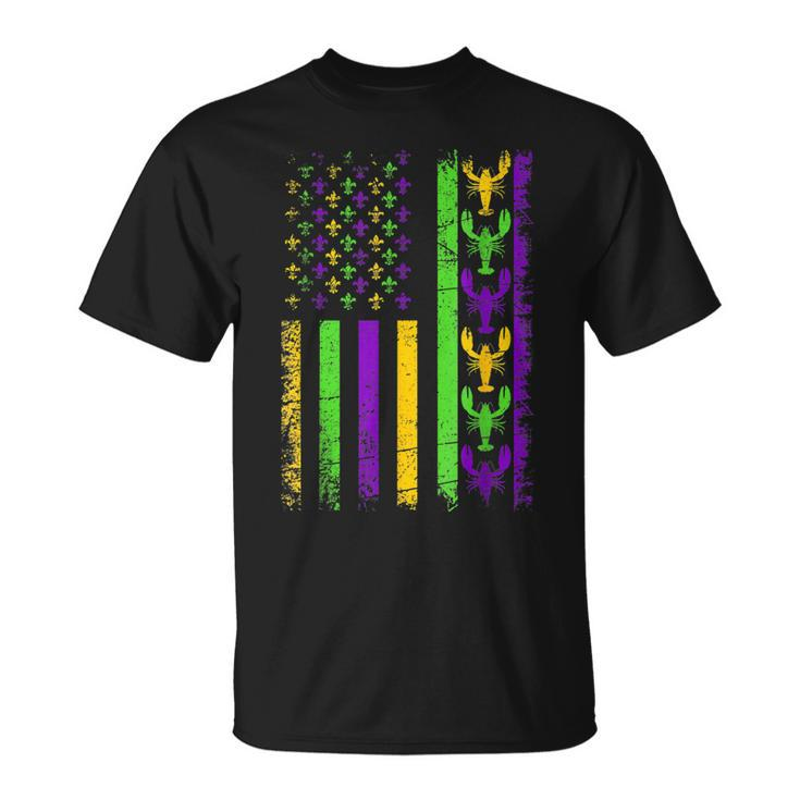 American Flag Mardi Gras Mardi Gras Crawfish Outfit V4 T-Shirt