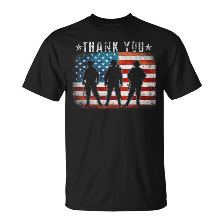 American Flag Thank You Veterans Proud Veteran Patrioitc T-Shirt