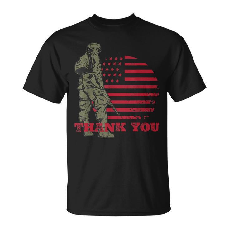 American Flag Thank You Veterans Proud Veteran V4 T-Shirt