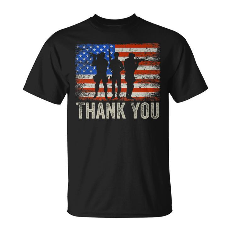 American Flag Thank You Veterans Proud Veteran V7 T-Shirt