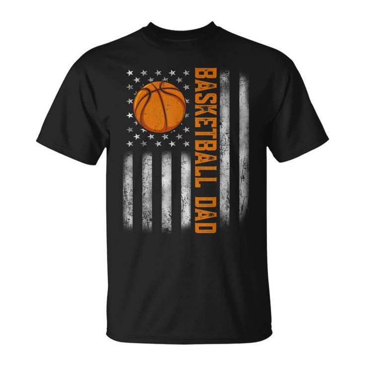 Mens American Flag Vintage Basketball Flag Dad Fathers Day T-Shirt