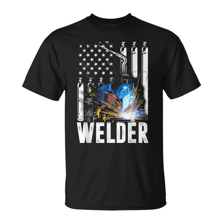 American Flag Welder Funny Patriotic Fathers Day Gift Unisex T-Shirt
