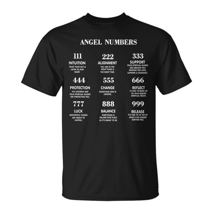 Angel Numbers Trendy  With Sayings On Back Side  Unisex T-Shirt
