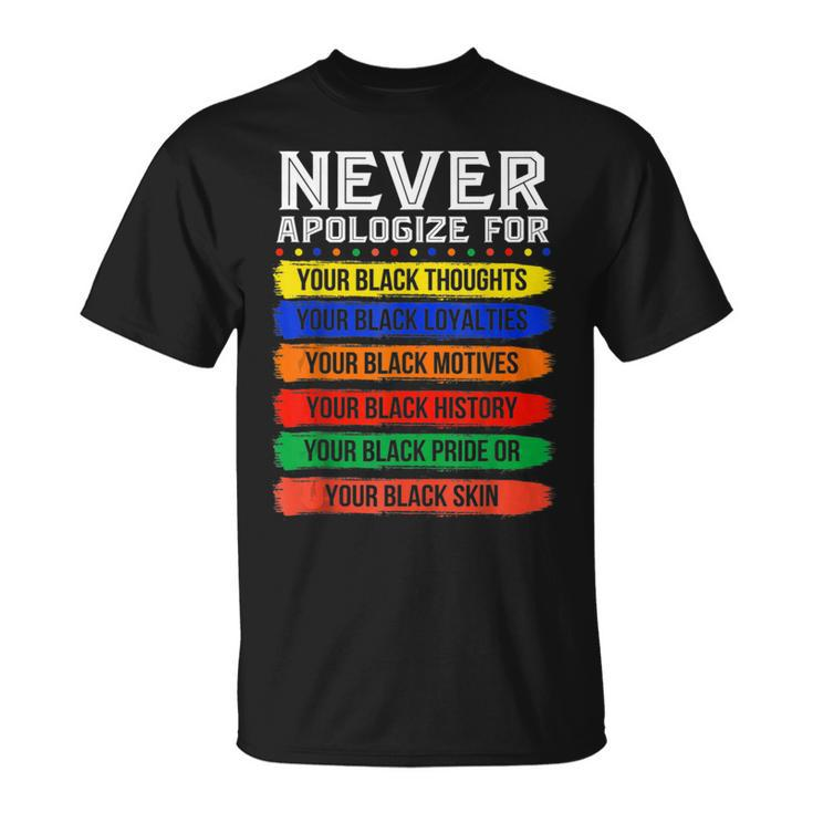 Never Apologize For Your Blackness Black History Month V4 T-Shirt