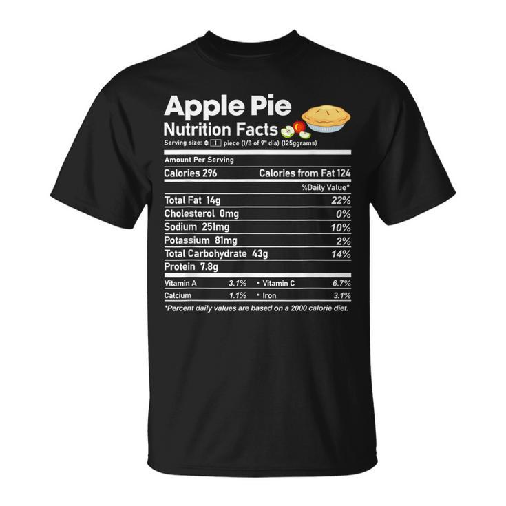 Apple Pie Nutrition Facts Thanksgiving Christmas T-shirt